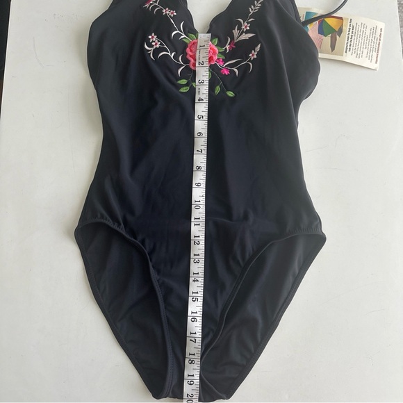 Vintage SUN STREAK Newport News ShapeFX Swimsuit 1-Piece Embroidered Floral 8T - Picture 10 of 12